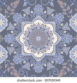 Monochrome ornamental seamless pattern