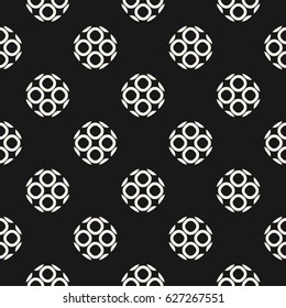 Monochrome ornamental seamless pattern. Vector geometric texture, rounded lattice, outline circular shapes. Abstract repeat mosaic background. Dark design element for prints, decor, textile, covers