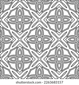  Textura ornamental monocroma con formas lineales lisas, líneas de zigzag, patrón de encaje.Resumen de patrón geométrico en blanco y negro para página web, texturas, tarjeta, afiche, tela, textil.