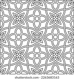  Monochrome ornamental texture with smooth linear shapes, zigzag lines, lace pattern.Abstract geometric black and white pattern for web page, textures, card, poster, fabric, textile.