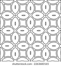 Monochrome ornamental texture with smooth linear shapes, zigzag lines, lace pattern.Abstract geometric black and white pattern for web page, textures, card, poster, fabric, textile.