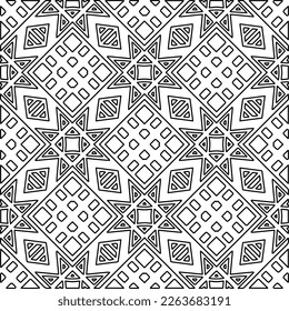  Monochrome ornamental texture with smooth linear shapes, zigzag lines, lace pattern.Abstract geometric black and white pattern for web page, textures, card, poster, fabric, textile.