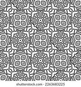  Textura ornamental monocroma con formas lineales lisas, líneas de zigzag, patrón de encaje.Resumen de patrón geométrico en blanco y negro para página web, texturas, tarjeta, afiche, tela, textil.