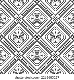  Monochrome ornamental texture with smooth linear shapes, zigzag lines, lace pattern.Abstract geometric black and white pattern for web page, textures, card, poster, fabric, textile.