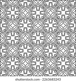 Textura ornamental monocroma con formas lineales lisas, líneas de zigzag, patrón de encaje.Resumen de patrón geométrico en blanco y negro para página web, texturas, tarjeta, afiche, tela, textil.