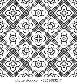 Monochrome ornamental texture with smooth linear shapes, zigzag lines, lace pattern.Abstract geometric black and white pattern for web page, textures, card, poster, fabric, textile.
