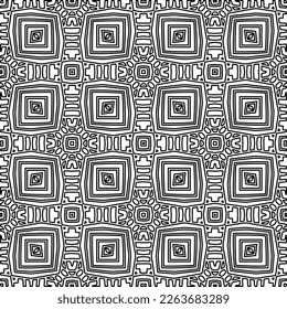  Monochrome ornamental texture with smooth linear shapes, zigzag lines, lace pattern.Abstract geometric black and white pattern for web page, textures, card, poster, fabric, textile.
