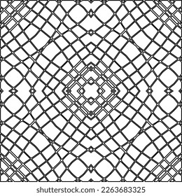  Monochrome ornamental texture with smooth linear shapes, zigzag lines, lace pattern.Abstract geometric black and white pattern for web page, textures, card, poster, fabric, textile.