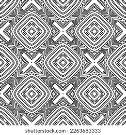 Textura ornamental monocroma con formas lineales lisas, líneas de zigzag, patrón de encaje.Resumen de patrón geométrico en blanco y negro para página web, texturas, tarjeta, afiche, tela, textil.