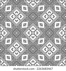  Monochrome ornamental texture with smooth linear shapes, zigzag lines, lace pattern.Abstract geometric black and white pattern for web page, textures, card, poster, fabric, textile.