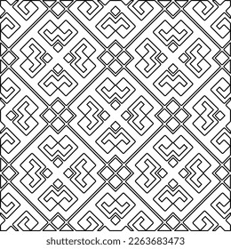  Monochrome ornamental texture with smooth linear shapes, zigzag lines, lace pattern.Abstract geometric black and white pattern for web page, textures, card, poster, fabric, textile.