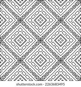  Monochrome ornamental texture with smooth linear shapes, zigzag lines, lace pattern.Abstract geometric black and white pattern for web page, textures, card, poster, fabric, textile.