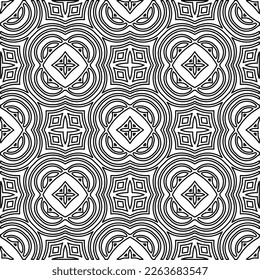  Monochrome ornamental texture with smooth linear shapes, zigzag lines, lace pattern.Abstract geometric black and white pattern for web page, textures, card, poster, fabric, textile.