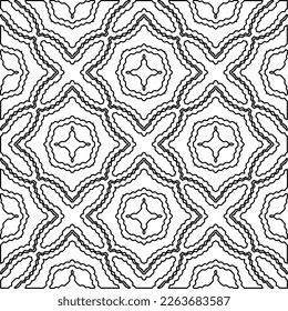  Monochrome ornamental texture with smooth linear shapes, zigzag lines, lace pattern.Abstract geometric black and white pattern for web page, textures, card, poster, fabric, textile.