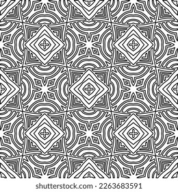  Textura ornamental monocroma con formas lineales lisas, líneas de zigzag, patrón de encaje.Resumen de patrón geométrico en blanco y negro para página web, texturas, tarjeta, afiche, tela, textil.