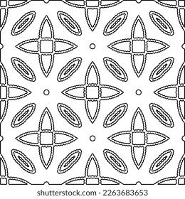  Monochrome ornamental texture with smooth linear shapes, zigzag lines, lace pattern.Abstract geometric black and white pattern for web page, textures, card, poster, fabric, textile.