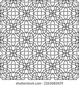 Monochrome ornamental texture with smooth linear shapes, zigzag lines, lace pattern.Abstract geometric black and white pattern for web page, textures, card, poster, fabric, textile.