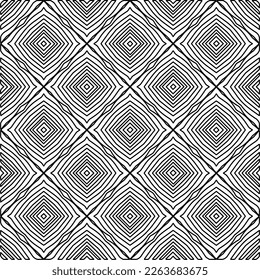 Monochrome ornamental texture with smooth linear shapes, zigzag lines, lace pattern.Abstract geometric black and white pattern for web page, textures, card, poster, fabric, textile.