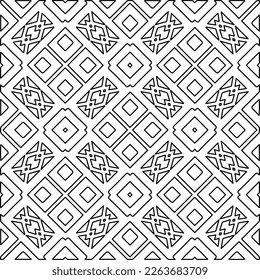 Monochrome ornamental texture with smooth linear shapes, zigzag lines, lace pattern.Abstract geometric black and white pattern for web page, textures, card, poster, fabric, textile.