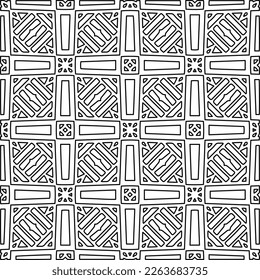  Textura ornamental monocroma con formas lineales lisas, líneas de zigzag, patrón de encaje.Resumen de patrón geométrico en blanco y negro para página web, texturas, tarjeta, afiche, tela, textil.