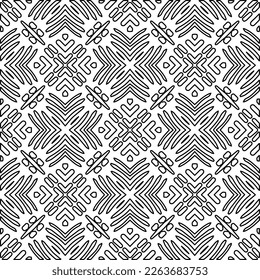  Textura ornamental monocroma con formas lineales lisas, líneas de zigzag, patrón de encaje.Resumen de patrón geométrico en blanco y negro para página web, texturas, tarjeta, afiche, tela, textil.