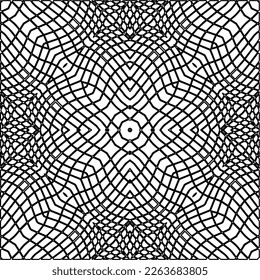  Monochrome ornamental texture with smooth linear shapes, zigzag lines, lace pattern.Abstract geometric black and white pattern for web page, textures, card, poster, fabric, textile.