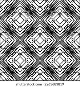  Monochrome ornamental texture with smooth linear shapes, zigzag lines, lace pattern.Abstract geometric black and white pattern for web page, textures, card, poster, fabric, textile.