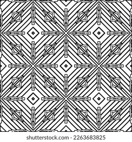  Monochrome ornamental texture with smooth linear shapes, zigzag lines, lace pattern.Abstract geometric black and white pattern for web page, textures, card, poster, fabric, textile.