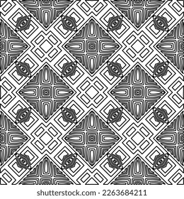 Monochrome ornamental texture with smooth linear shapes, zigzag lines, lace pattern.Abstract geometric black and white pattern for web page, textures, card, poster, fabric, textile.
