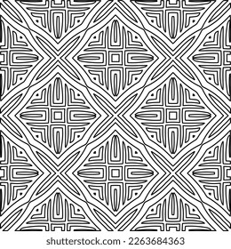  Textura ornamental monocroma con formas lineales lisas, líneas de zigzag, patrón de encaje.Resumen de patrón geométrico en blanco y negro para página web, texturas, tarjeta, afiche, tela, textil.