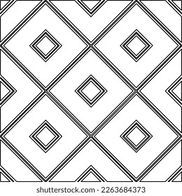 Monochrome ornamental texture with smooth linear shapes, zigzag lines, lace pattern.Abstract geometric black and white pattern for web page, textures, card, poster, fabric, textile.