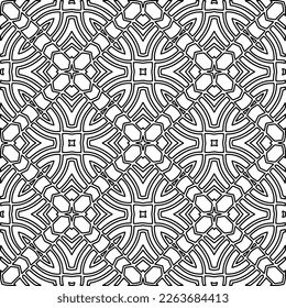  Textura ornamental monocroma con formas lineales lisas, líneas de zigzag, patrón de encaje.Resumen de patrón geométrico en blanco y negro para página web, texturas, tarjeta, afiche, tela, textil.
