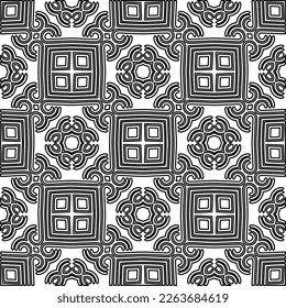  Monochrome ornamental texture with smooth linear shapes, zigzag lines, lace pattern.Abstract geometric black and white pattern for web page, textures, card, poster, fabric, textile.