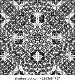  Textura ornamental monocroma con formas lineales lisas, líneas de zigzag, patrón de encaje.Resumen de patrón geométrico en blanco y negro para página web, texturas, tarjeta, afiche, tela, textil.