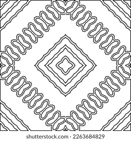  Monochrome ornamental texture with smooth linear shapes, zigzag lines, lace pattern.Abstract geometric black and white pattern for web page, textures, card, poster, fabric, textile.