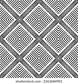  Textura ornamental monocroma con formas lineales lisas, líneas de zigzag, patrón de encaje.Resumen de patrón geométrico en blanco y negro para página web, texturas, tarjeta, afiche, tela, textil.