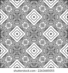  Textura ornamental monocroma con formas lineales lisas, líneas de zigzag, patrón de encaje.Resumen de patrón geométrico en blanco y negro para página web, texturas, tarjeta, afiche, tela, textil.