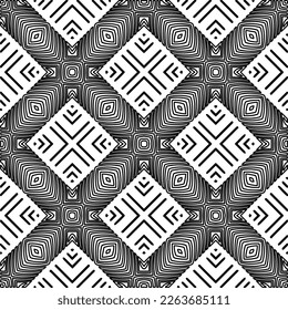  Monochrome ornamental texture with smooth linear shapes, zigzag lines, lace pattern.Abstract geometric black and white pattern for web page, textures, card, poster, fabric, textile.
