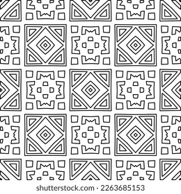  Monochrome ornamental texture with smooth linear shapes, zigzag lines, lace pattern.Abstract geometric black and white pattern for web page, textures, card, poster, fabric, textile.