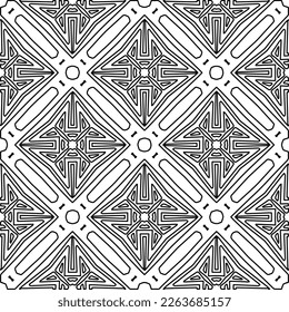  Monochrome ornamental texture with smooth linear shapes, zigzag lines, lace pattern.Abstract geometric black and white pattern for web page, textures, card, poster, fabric, textile.