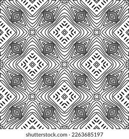  Textura ornamental monocroma con formas lineales lisas, líneas de zigzag, patrón de encaje.Resumen de patrón geométrico en blanco y negro para página web, texturas, tarjeta, afiche, tela, textil.
