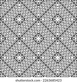 Monochrome ornamental texture with smooth linear shapes, zigzag lines, lace pattern.Abstract geometric black and white pattern for web page, textures, card, poster, fabric, textile.