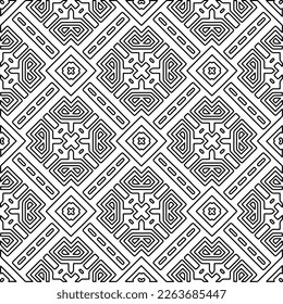  Monochrome ornamental texture with smooth linear shapes, zigzag lines, lace pattern.Abstract geometric black and white pattern for web page, textures, card, poster, fabric, textile.