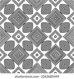  Textura ornamental monocroma con formas lineales lisas, líneas de zigzag, patrón de encaje.Resumen de patrón geométrico en blanco y negro para página web, texturas, tarjeta, afiche, tela, textil.