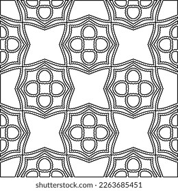  Monochrome ornamental texture with smooth linear shapes, zigzag lines, lace pattern.Abstract geometric black and white pattern for web page, textures, card, poster, fabric, textile.