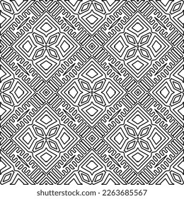  Monochrome ornamental texture with smooth linear shapes, zigzag lines, lace pattern.Abstract geometric black and white pattern for web page, textures, card, poster, fabric, textile.