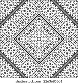 Monochrome ornamental texture with smooth linear shapes, zigzag lines, lace pattern.Abstract geometric black and white pattern for web page, textures, card, poster, fabric, textile.