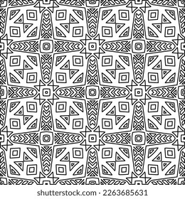  Monochrome ornamental texture with smooth linear shapes, zigzag lines, lace pattern.Abstract geometric black and white pattern for web page, textures, card, poster, fabric, textile.