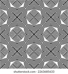  Monochrome ornamental texture with smooth linear shapes, zigzag lines, lace pattern.Abstract geometric black and white pattern for web page, textures, card, poster, fabric, textile.