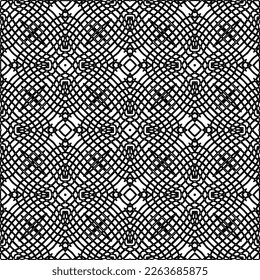  Monochrome ornamental texture with smooth linear shapes, zigzag lines, lace pattern.Abstract geometric black and white pattern for web page, textures, card, poster, fabric, textile.